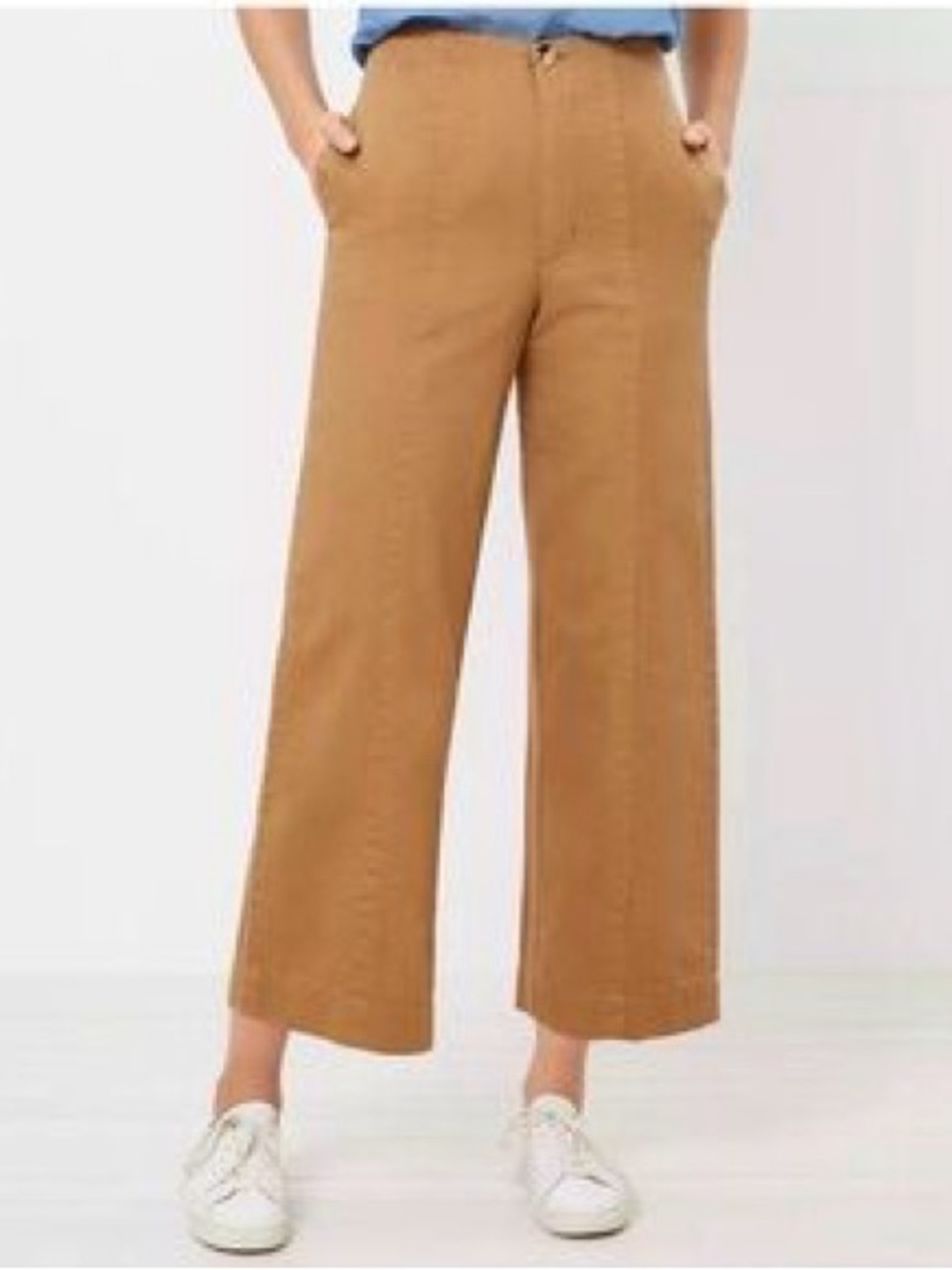 LOFT Cotton and Linen Wide Leg Pants in Caramel Tan